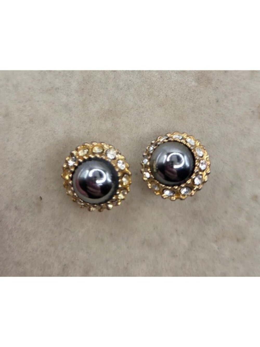 Gold-Tone Stud Earrings With Faux Pearl & Rhinestone Accents
